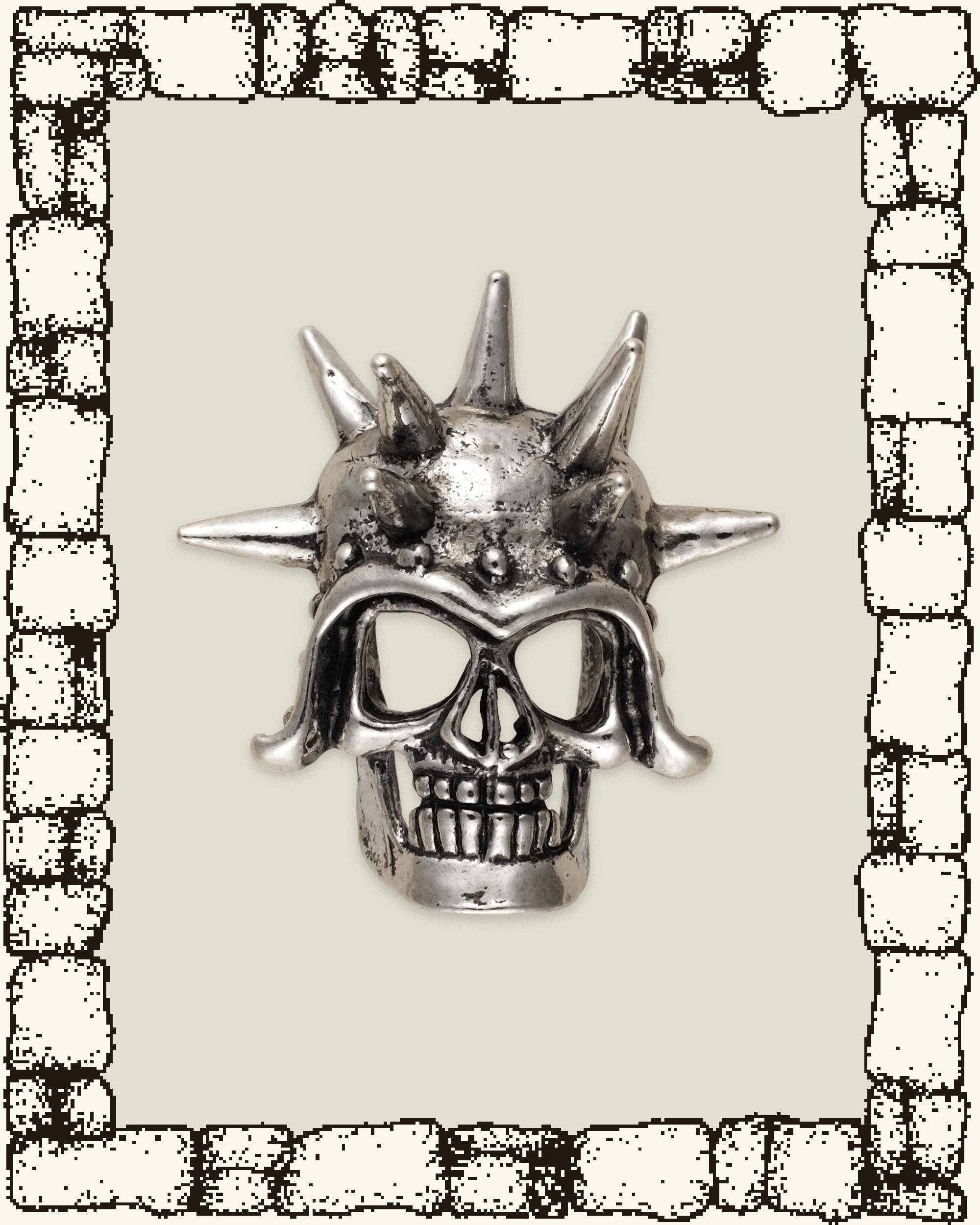 Vintage Spikey Helmet Skull Pin