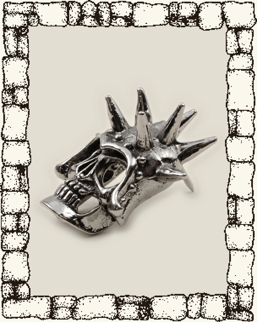 Vintage Spikey Helmet Skull Pin