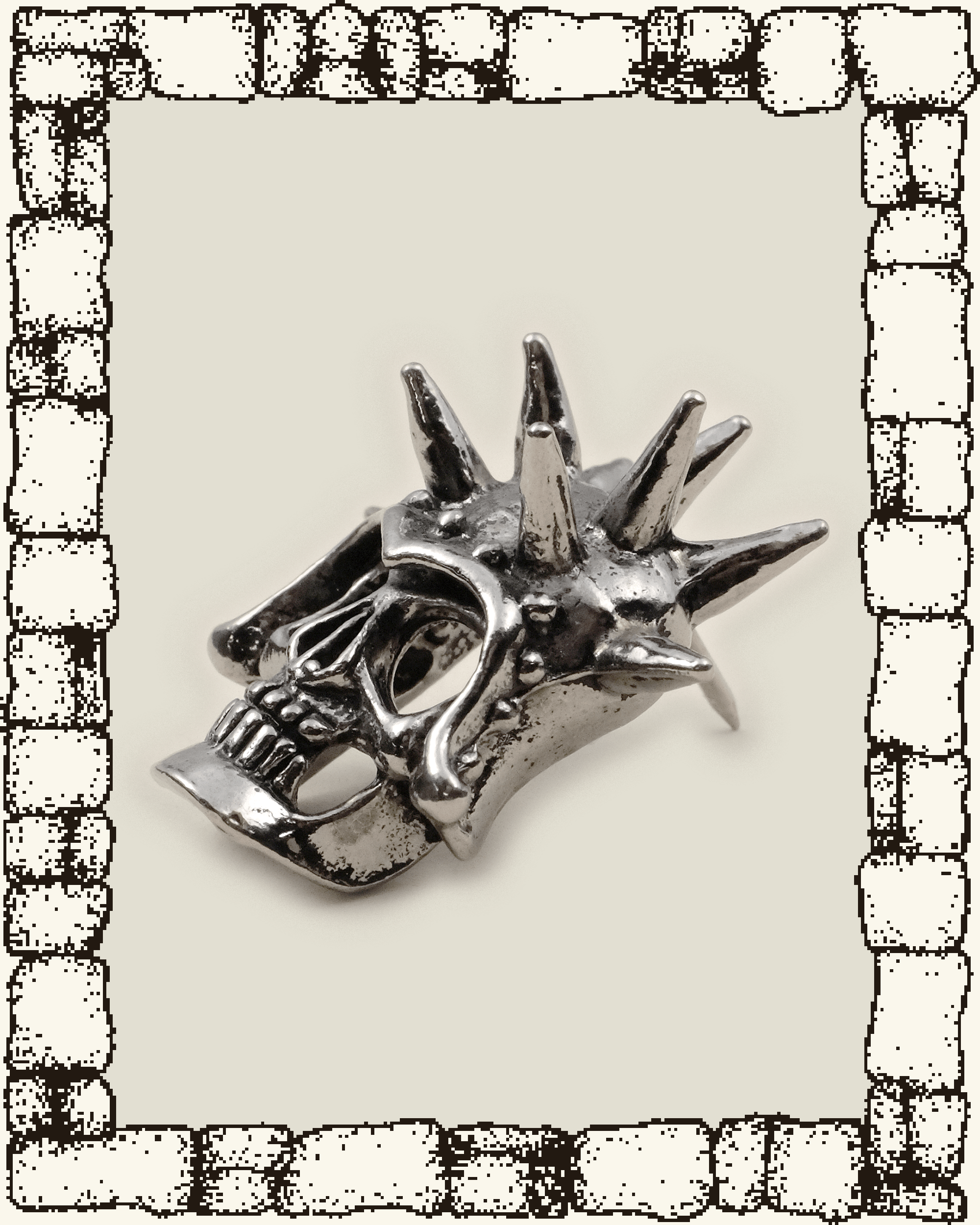 Vintage Spikey Helmet Skull Pin
