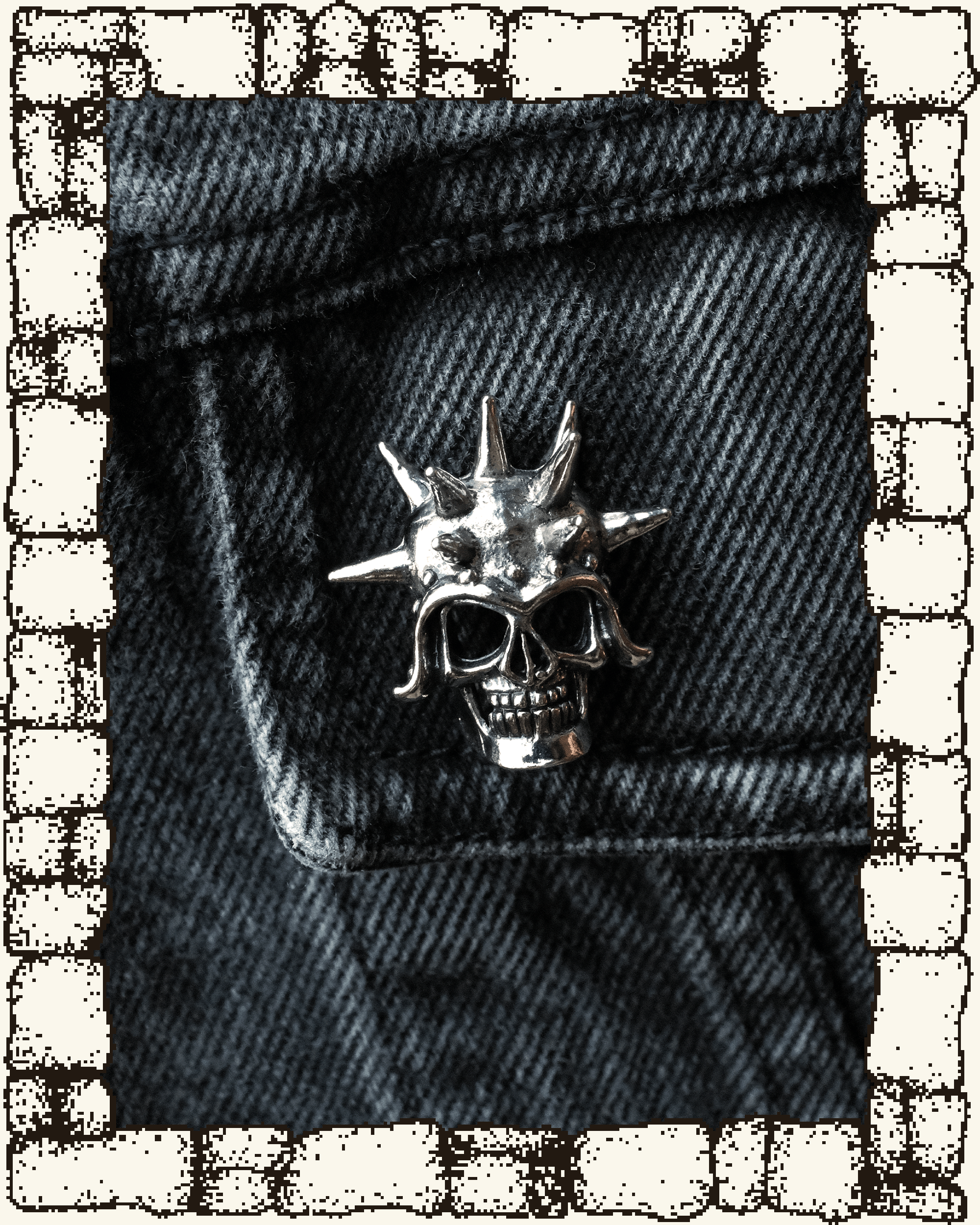 Vintage Spikey Helmet Skull Pin