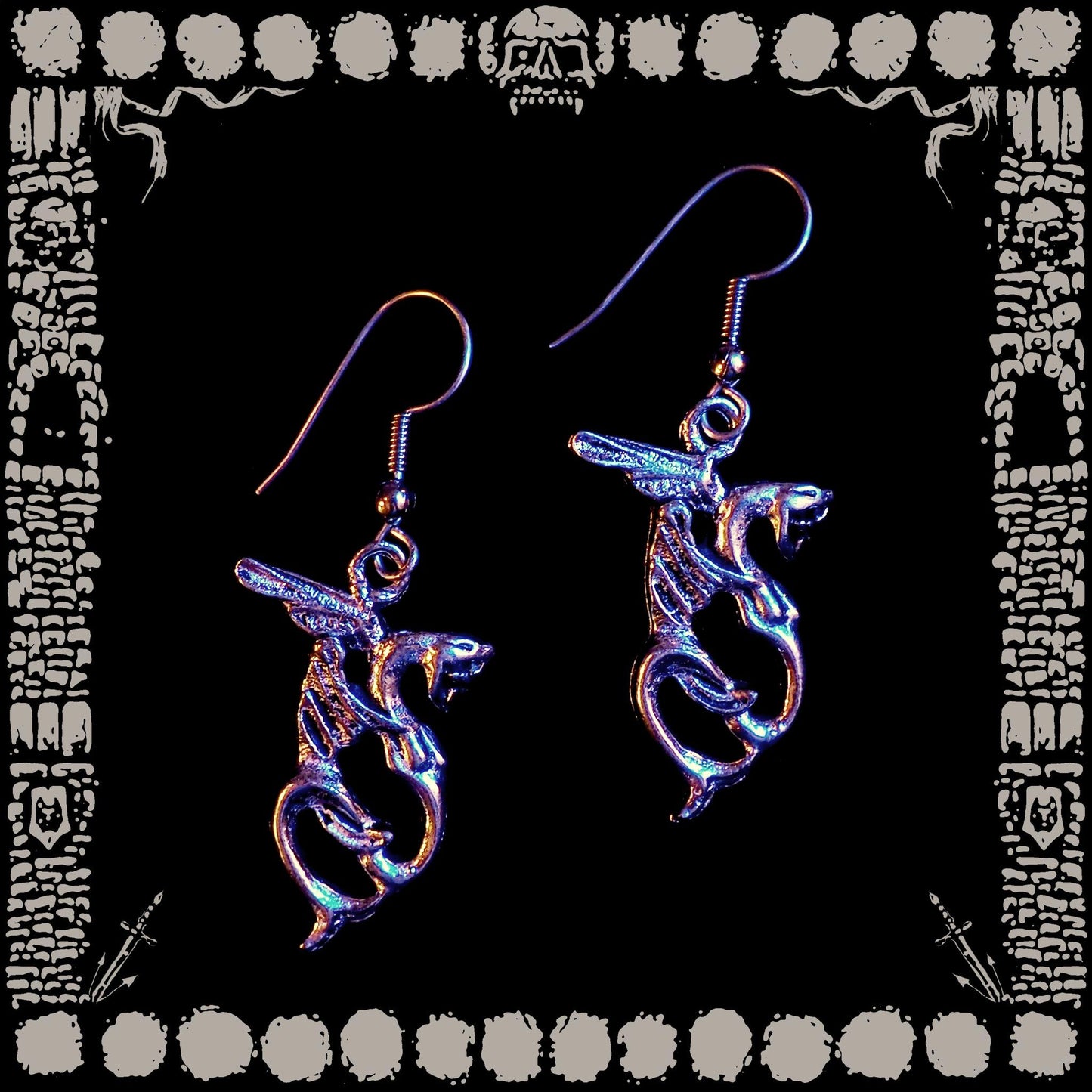 Vintage Winged Serpent Earrings