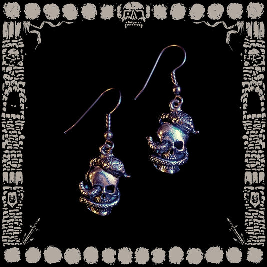 Vintage Serpent Skull Earrings