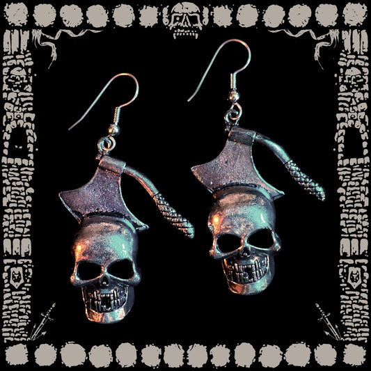 Vintage Skull Axe Earrings