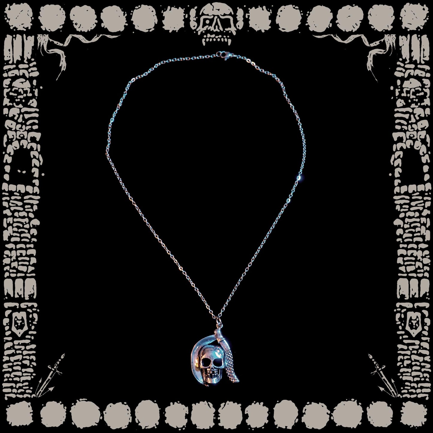 Vintage Skull & Scythe Necklace